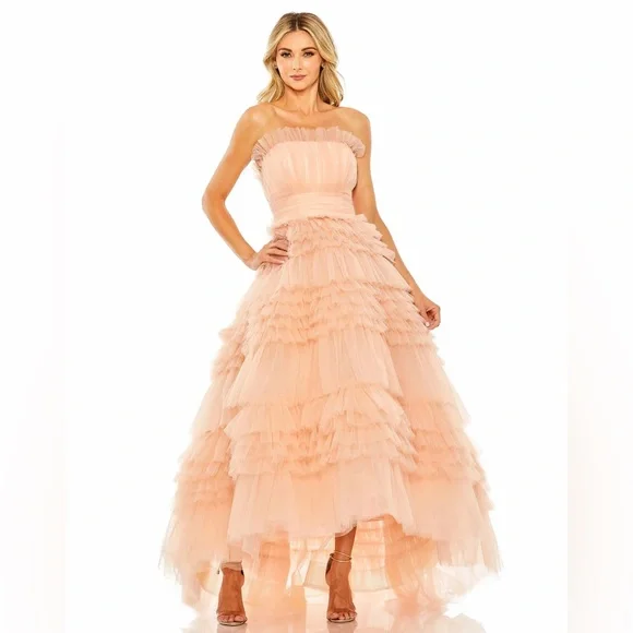 NWT Mac Duggal 20573 Tiered Strapless Tulle A-Line High-Low Gown Anthropologie - Picture 2 of 8
